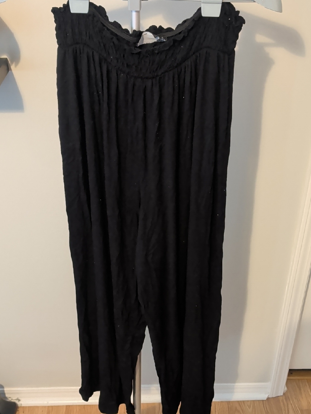 ASOS Curve Black Wide-Leg Smocked Waist Jumpsuit Pants